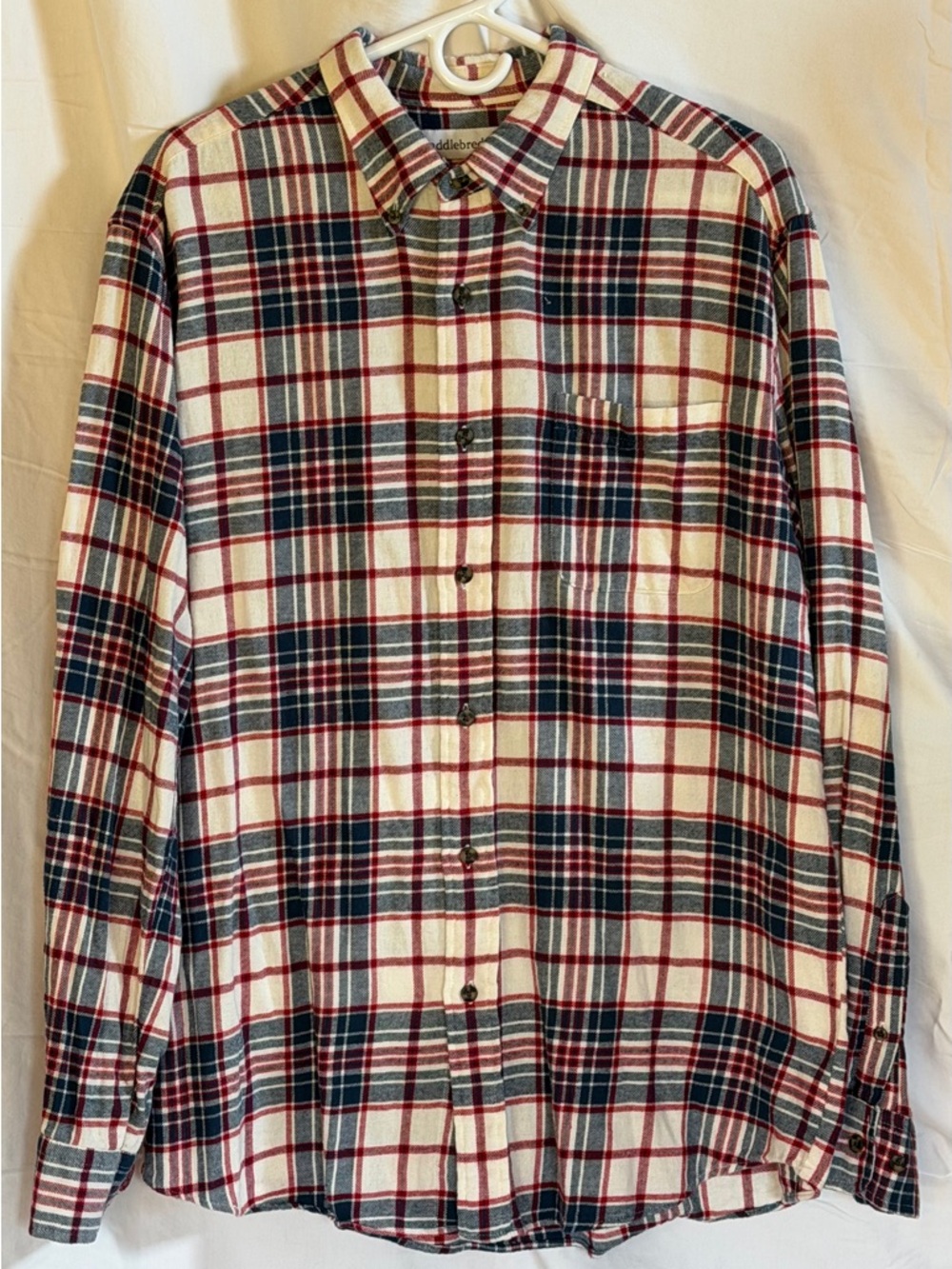 Saddlebred White, Navy & Red Plaid Button-Down Shirt